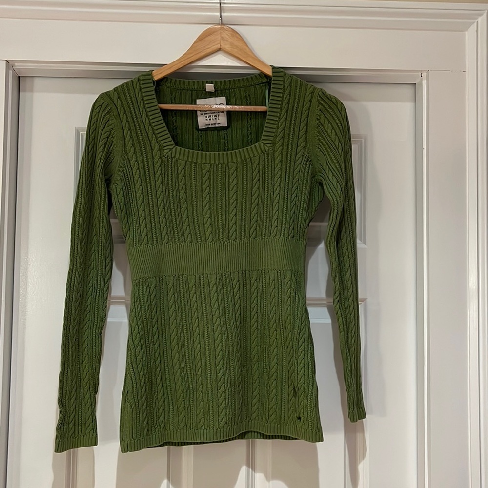 Women’s Esprit cotton knit sweater in green.